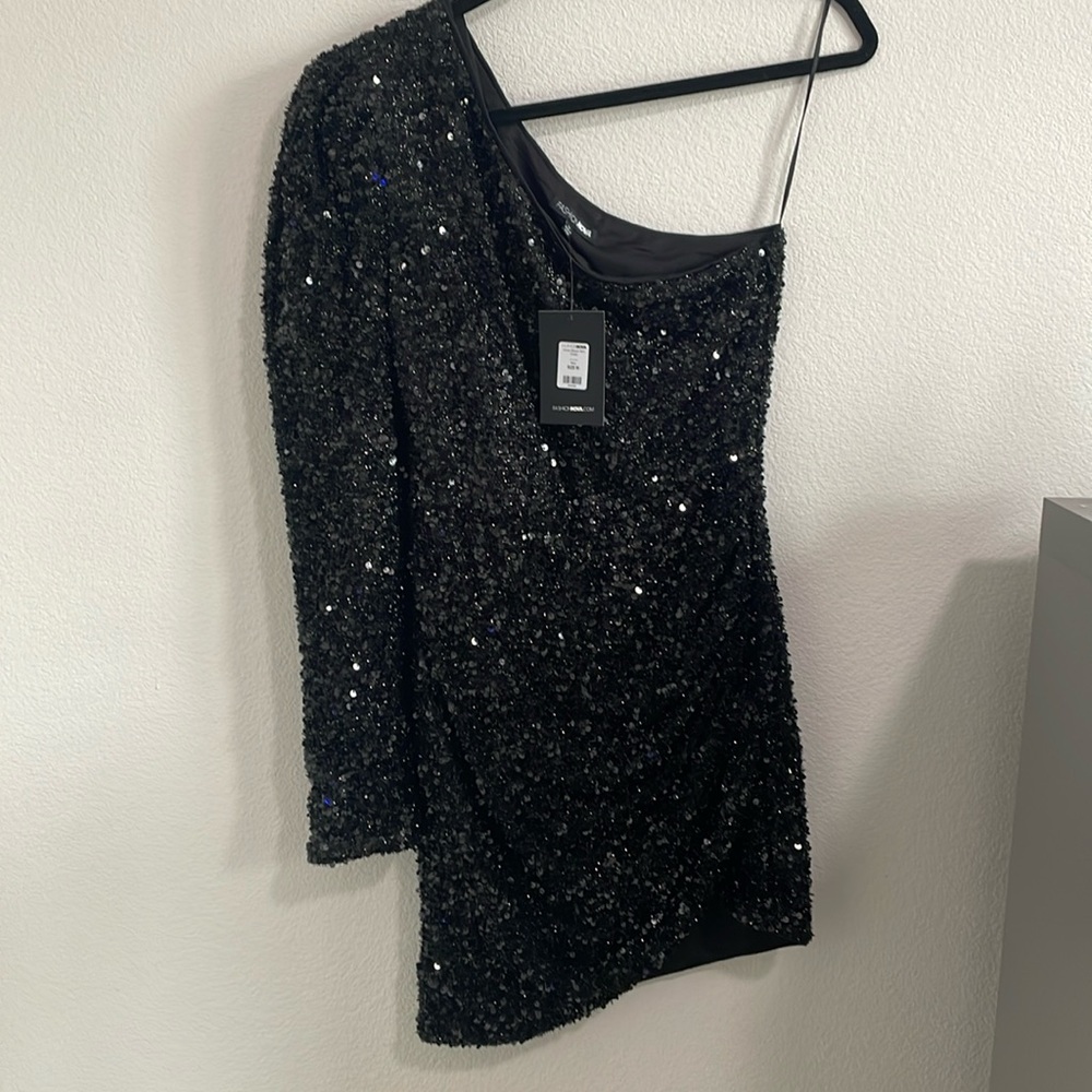 FashionNova black sequin dress
